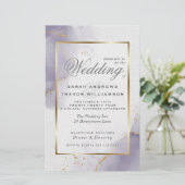 Papier Mariage Budget Gold Dusty Plum Purple Invitation (Debout devant)
