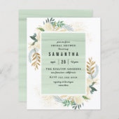 Papier Mariage Budget Gold & Fleurs à l'aquarelle (Devant / Derrière)