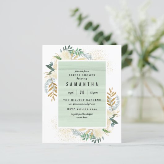 Papier Mariage Budget Gold & Fleurs à l'aquarelle (Debout devant)