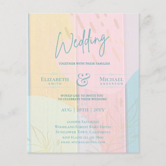 Papier Mariage BUDGET Inviter Turquoise Rose Gold Abstrai (Devant)