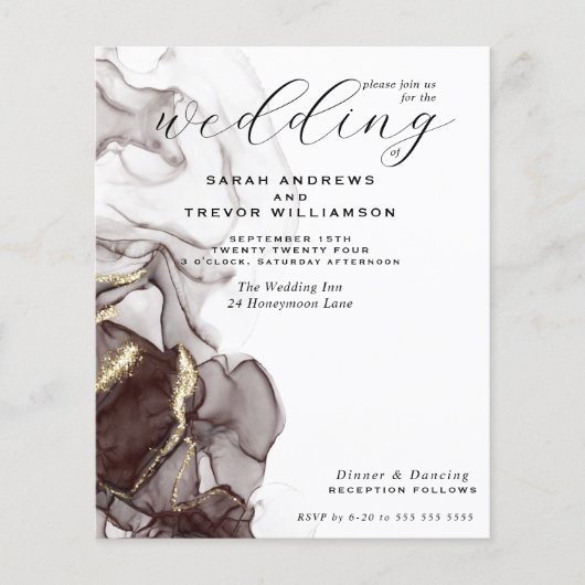 Papier Mariage Budget Mahogany Encre d'alcool (Devant)