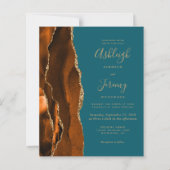 Papier Mariage Budget Orange Brûlé Agate Sarcelle (Devant)