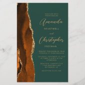 Papier Mariage Budget Orange Brûlé Vert Agate Or (Devant)