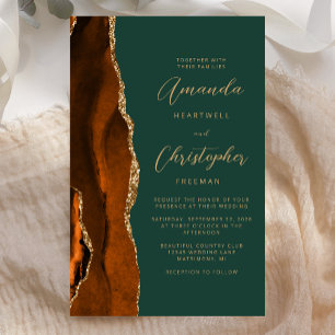 Papier Mariage Budget Orange Brûlé Vert Agate Or