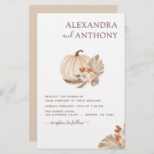 Papier Mariage Budget Pampas Citrouille blanc Grass 