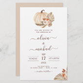 Papier Mariage Budget Pampas Citrouille blanc Grass  (Devant / Derrière)