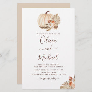 Papier Mariage Budget Pampas Citrouille blanc Grass 