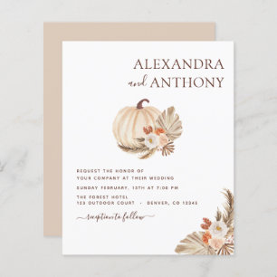 Papier Mariage Budget Pampas Citrouille blanc Grass 