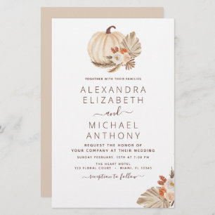 Papier Mariage Budget Pampas Citrouille blanc Grass 