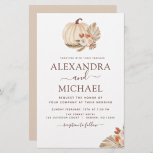 Papier Mariage Budget Pampas Citrouille blanc Grass 