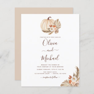 Papier Mariage Budget Pampas Citrouille blanc Grass 