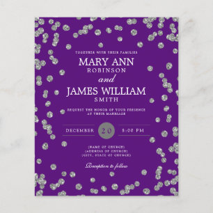 Papier Mariage budget Parties scintillant argent Invitati