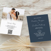 Papier Mariage Budget Photo Code QR Rsvp Bleu Marine Rust
