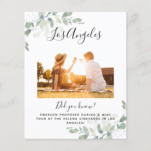 Papier MARIAGE BUDGET Photo Lieu Numéro de tableau (Devant)