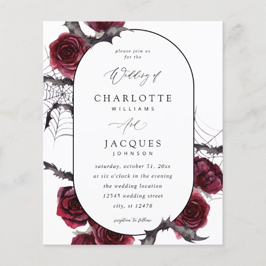 Papier Mariage Budget Red Rose Halloween chauves-souris - (Devant)