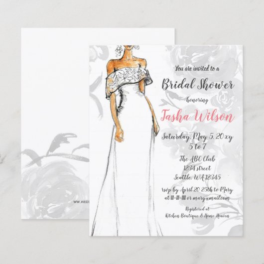 Papier Mariage Budget Robe de douche nuptiale Invitation (Devant / Derrière)