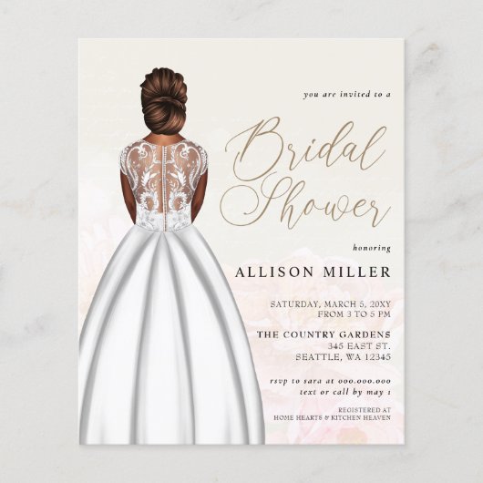 Papier Mariage Budget Robe de douche nuptiale Invitation (Devant)