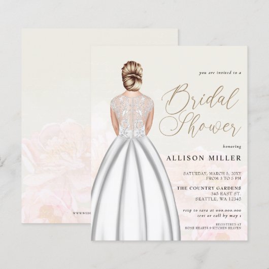 Papier Mariage Budget Robe de douche nuptiale Invitation (Devant / Derrière)