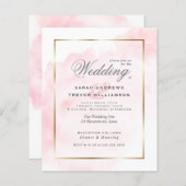 Papier Mariage Budget Rose Pâle Lavis Aquarelle  (Devant / Derrière)