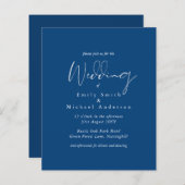 Papier Mariage Budget Royal Blue White Script (Devant / Derrière)