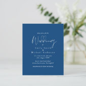 Papier Mariage Budget Royal Blue White Script (Debout devant)