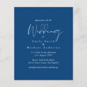 Papier Mariage Budget Royal Blue White Script (Devant)