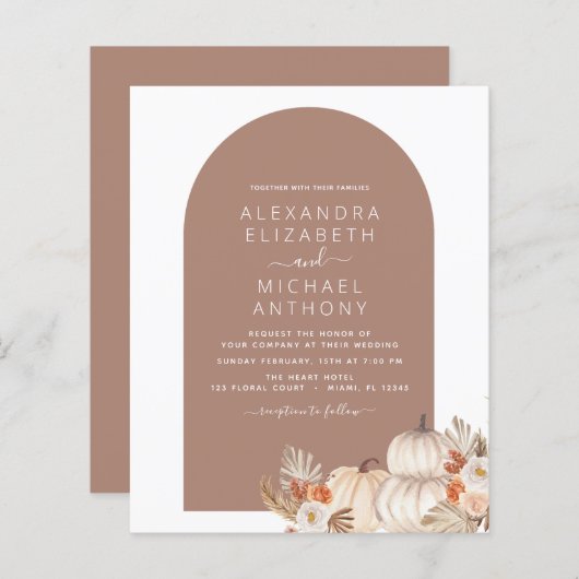 Papier Mariage budget Russe Citrouilles blancs Boho (Devant / Derrière)