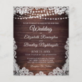 Papier Mariage Budget Rustic Wood Lights Lace Invitation (Devant)