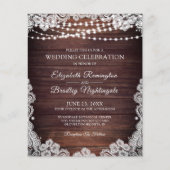 Papier Mariage Budget Rustic Wood Lights Lace Invitation (Devant)