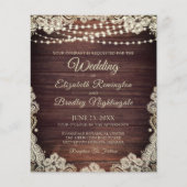 Papier Mariage Budget Rustic Wood Lights Lace Invitation (Devant)