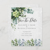 Papier MARIAGE BUDGET SAVE DATES - Eucalyptus VERT (Devant / Derrière)