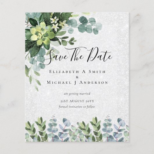 Papier MARIAGE BUDGET SAVE DATES - Eucalyptus VERT (Devant)