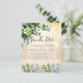 Papier MARIAGE BUDGET SAVE DATES - Eucalyptus VERT (Debout devant)