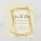 Papier MARIAGE BUDGET SAVE DATES Gold Parties scintillant (Devant / Derrière)