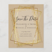 Papier MARIAGE BUDGET SAVE DATES Gold Parties scintillant (Devant)