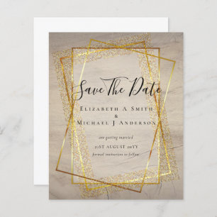Papier MARIAGE BUDGET SAVE DATES Gold Support postal