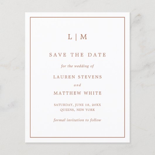 Papier Mariage budget simple en terre cuite Enregistrer l (Devant)
