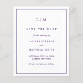 Papier Mariage budget simple violet Enregistrer la date (Devant)