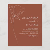 Papier Mariage Budget Terracotta Brûlé Orange Invitations (Devant)