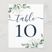 Papier MARIAGE BUDGET Texte bleu Eucalyptus Numéro de tab (Dos)