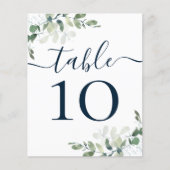 Papier MARIAGE BUDGET Texte bleu Eucalyptus Numéro de tab (Devant)