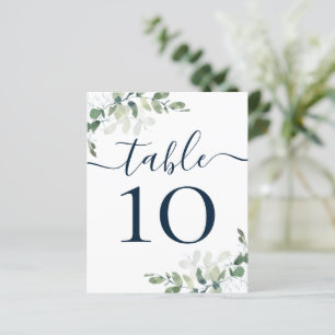 Papier MARIAGE BUDGET Texte bleu Eucalyptus Numéro de tab