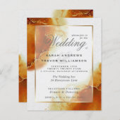 Papier Mariage Budget Topaz Gold Marble Abstrait Invitati (Devant / Derrière)