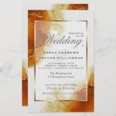 Papier Mariage Budget Topaz Gold Marble Abstrait Invitati (Devant / Derrière)