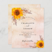 Papier Mariage budget tournesol boho pampas herbe blush (Devant / Derrière)