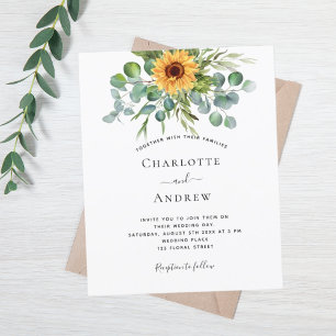 Papier Mariage budget tournesol eucalyptus bleu marine