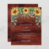 Papier Mariage budget tournesol eucalyptus bois brun (Devant / Derrière)