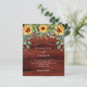 Papier Mariage budget tournesol eucalyptus bois brun (Debout devant)