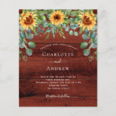 Papier Mariage budget tournesol eucalyptus bois brun (Devant)
