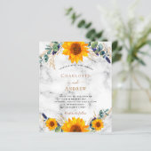 Papier Mariage budget tournesol rustique en marbre d'euca (Debout devant)